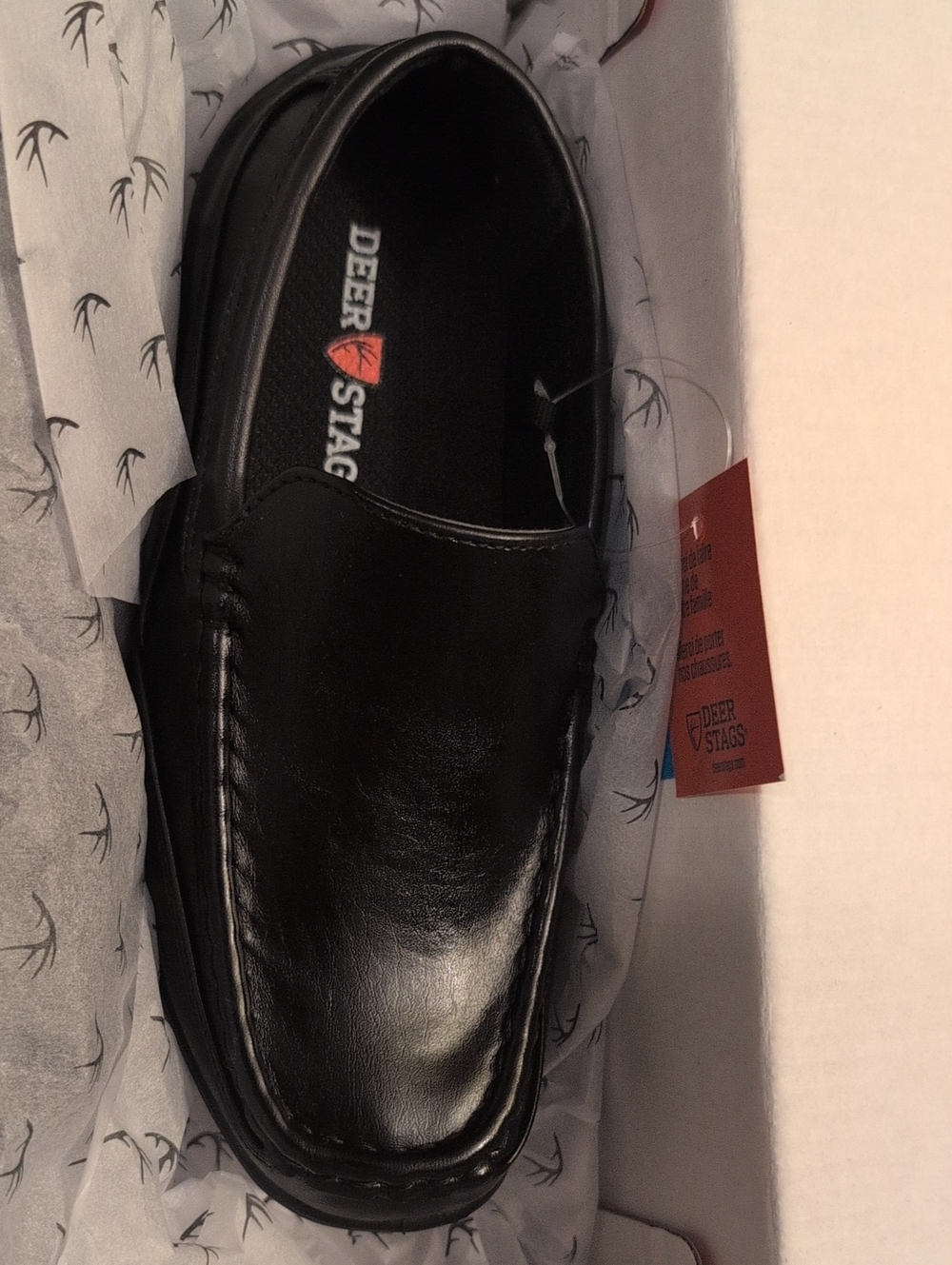 Deer Stags Black Leather Slip-On Loafer 13 Little Boys NWT NIB
